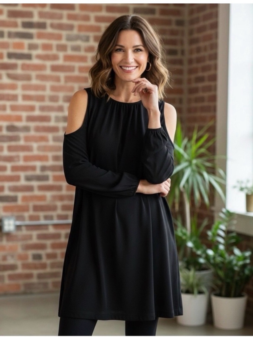 Apt. 9 Black Cold-Shoulder Mini Dress-M